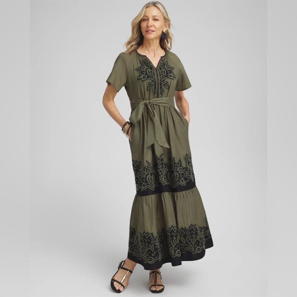 Cotton Embroidered Tier Dress